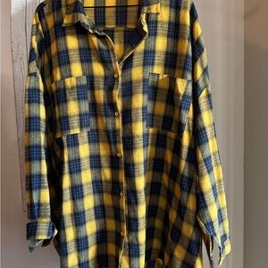 Boohoo Yellow and Blue Plaid Shirt #15